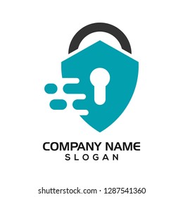 Modern shield with keyhole as the padlock for security logo template or design resources
