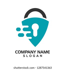 Modern shield with keyhole as the padlock for security logo template or design resources