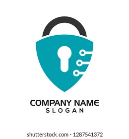 Modern shield with keyhole as the padlock for security logo template or design resources