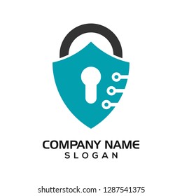 Modern shield with keyhole as the padlock for security logo template or design resources