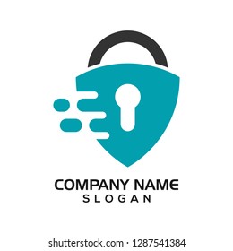 Modern shield with keyhole as the padlock for security logo template or design resources