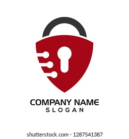 Modern shield with keyhole as the padlock for security logo template or design resources