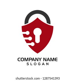 Modern shield with keyhole as the padlock for security logo template or design resources