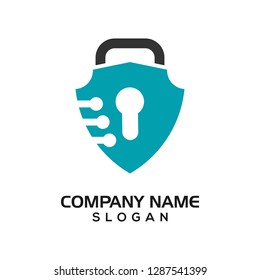 Modern shield with keyhole as the padlock for security logo template or design resources