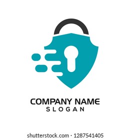 Modern shield with keyhole as the padlock for security logo template or design resources