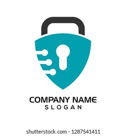 Modern shield with keyhole as the padlock for security logo template or design resources