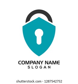 Modern shield with keyhole as the padlock for security logo template or design resources