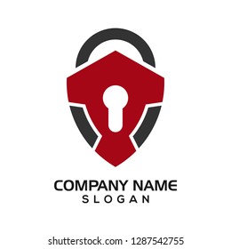 Modern shield with keyhole as the padlock for security logo template or design resources