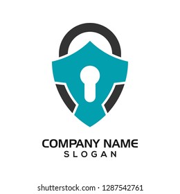 Modern shield with keyhole as the padlock for security logo template or design resources