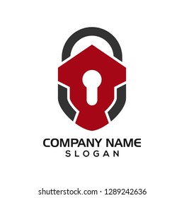 Modern shield with keyhole as the padlock for security logo template or design resources