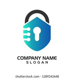 Modern shield with keyhole as the padlock for security logo template or design resources