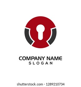 Modern shield with keyhole for security logo template or design resources