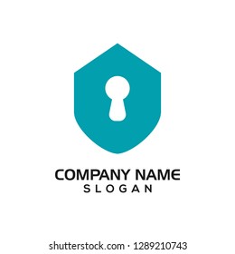 Modern shield with keyhole for security logo template or design resources