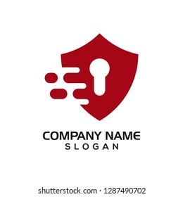 Modern shield with keyhole and technology accent for security logo template or design resources