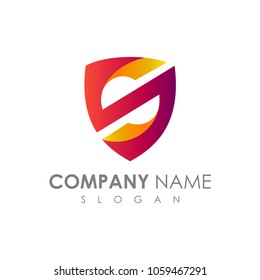 Modern Shield Letter S, Logo Template