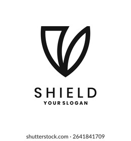 Modern shield logo with abstract line design for security and protection brands