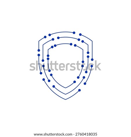 Modern Shield Logo with Circuit Board Tech Nodes Cybersecurity and Data Protection Concept