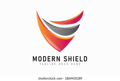 Modern Shield Logo Design. Abstract Colorful Logo Design Usable For Business, Foundation, Industrial, Tech, Security, Services, Company. Flat Vector Logo Design Illustration.