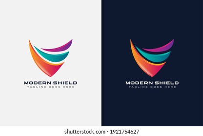 Modern Shield Logo Design. Abstract Colorful Shield Usable For Business And Tech Company Logo. Vector Logo Illustration.