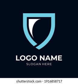 diseño de logotipo de escudo moderno de color azul
