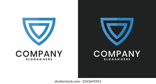 Modern shield logo design with linear style