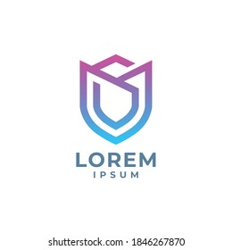Modern Shield logo design template with letter S concept. 