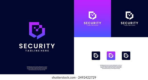 Modern shield logo. security technology logo design inspiration.