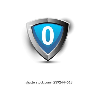 Modern shield number 0 icon badge vector design. Modern shield logo, badge logo design template