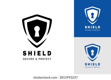 Modern Shield Security Logo Design Template with Keyhole Lock Icon - Secure Protection Vector