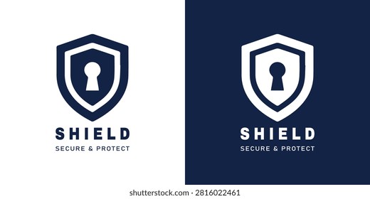 Modern Shield Security Logo Design Template with Keyhole Lock Icon - Secure Protection Vector