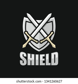 Modern shield and sword logo