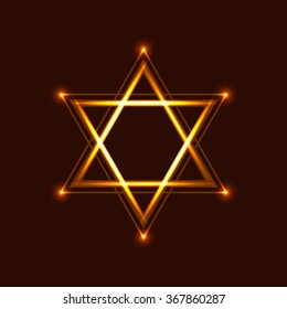 
Modern shining star of David. Vector illustration