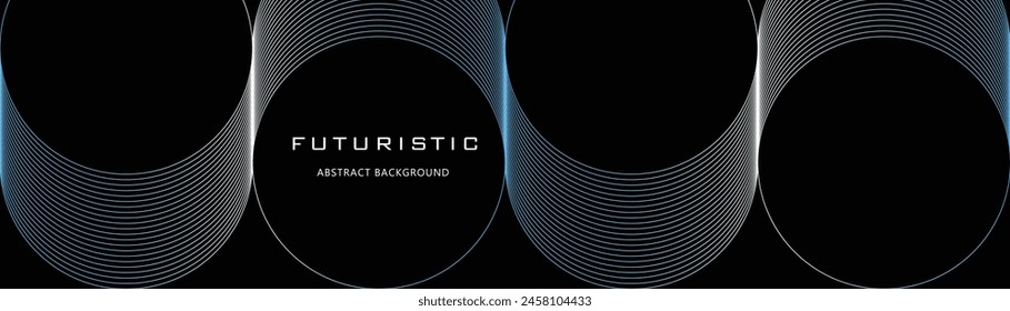 Fondo moderno de líneas de círculo azul brillante. Abstractas azul brillante líneas geométricas sobre fondo azul oscuro, concepto de tecnología futurista.