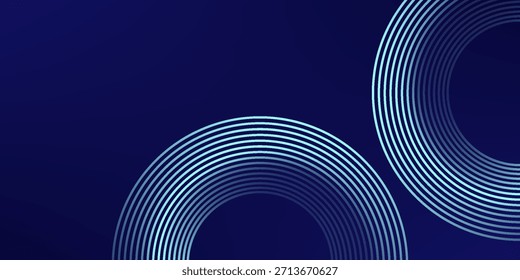 Moderno patrón de líneas de círculo azul brillante. Líneas geométricas brillantes azules Abstractas sobre fondo azul oscuro. fondo azul oscuro.