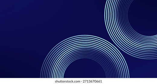 Modern shiny blue circle lines pattern. Abstract blue glowing geometric lines on dark blue background. dark blue background.