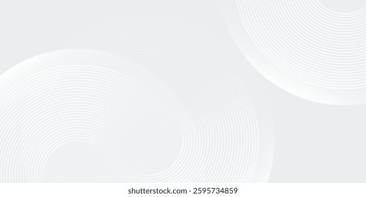 Modern shiny blue circle. Vector white glowing geometric lines on gray background abstract