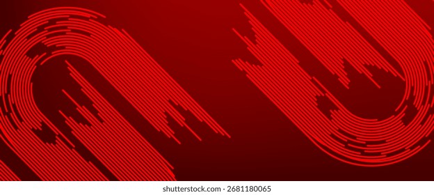 Padrão de linhas arredondadas diagonal vermelho escuro brilhante moderno. Fundo abstrato azul com linhas geométricas brilhantes azuis. terno para negócios, banner.