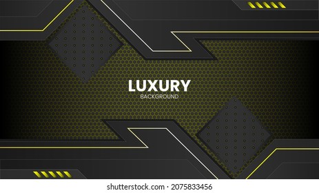 Modern shiny dark yellow 3d abstract background with metal texture pattern and light decoration. overlap layer shapes and futuristic concept Vector