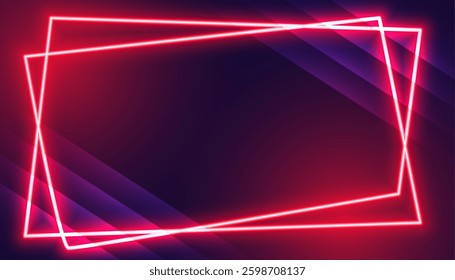 modern and shiny empty neon frame background with blank space vector