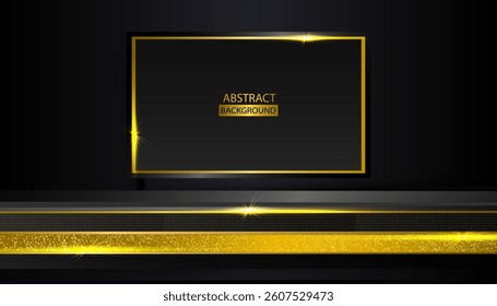 Modern Shiny Gold Abstract Background With Golden Shapes with lines golden glowing. Vector illustration
