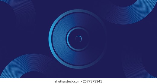 Modern shiny gradient blue circle line. Blue glowing geometric lines. Abstract dark blue background
