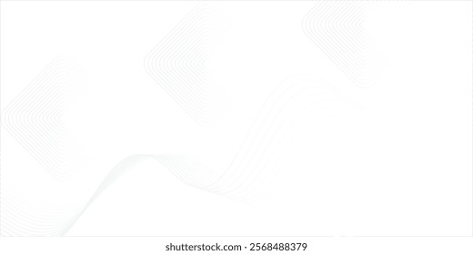 Modern shiny gray rounded square and wave line background