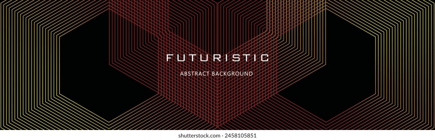 Moderne glänzende Polygonlinien Hintergrund. Abstrakt leuchtende geometrische Linien auf dunklem Hintergrund, futuristisches Technologiekonzept.
