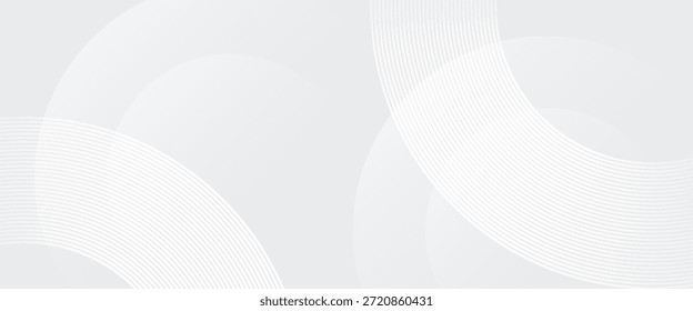 Moderno patrón de líneas de círculo blanco brillante. Líneas geométricas brillantes blancas Abstractas sobre fondo gris. Fondo abstracto de la línea circular.