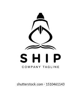 modern ship, boat, sail logo design