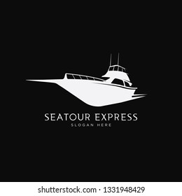 modern ship, cruise, boat sailing travel logo template