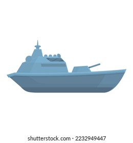 Moderne Schiffssymbol-Vektorgrafik. Militärische Marine. Seeschiff