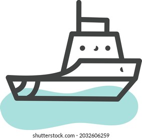 Modern ship, illustration, vector, on a white background.