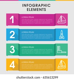 Modern ship infographic template. infographic design with ship icons includes harbor, rocket. can be used for presentation, diagram, annual report, web design.