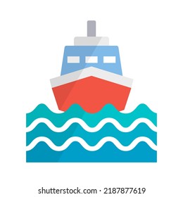 Modern ship and sea icon. Cruise ship and maritime transport. Vector.